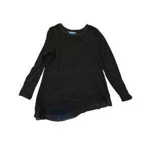 Simply Vera Vera Wang Womens Black Asymmetrical Hem Knit Top XL Career Elegant
